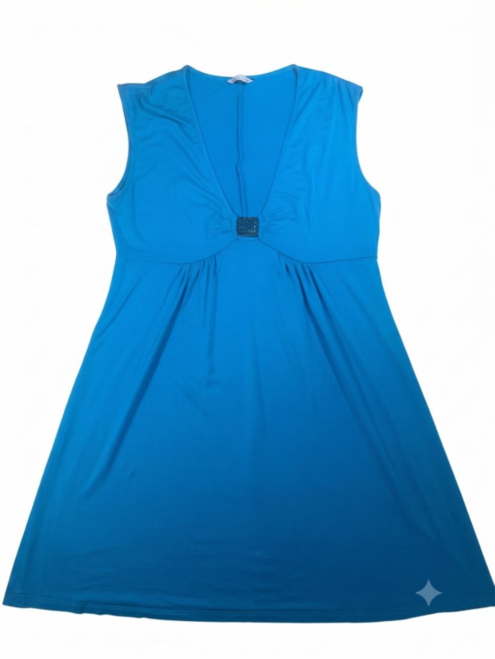 Trina Turk Blue Sleeveless V-Neck A-Line Dress ~ e Large